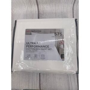 Liz Claiborne Sheet Set Full White 575 Thread Count Ultra Fit Performance Crisp